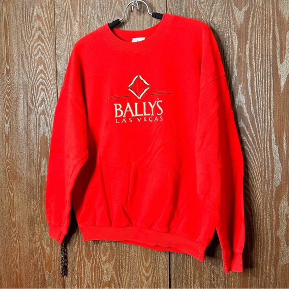 Vintage 90s Bally's Las Vegas Casino Men's Red Sweater XL Pullover Cotton Blend - Picture 2 of 8